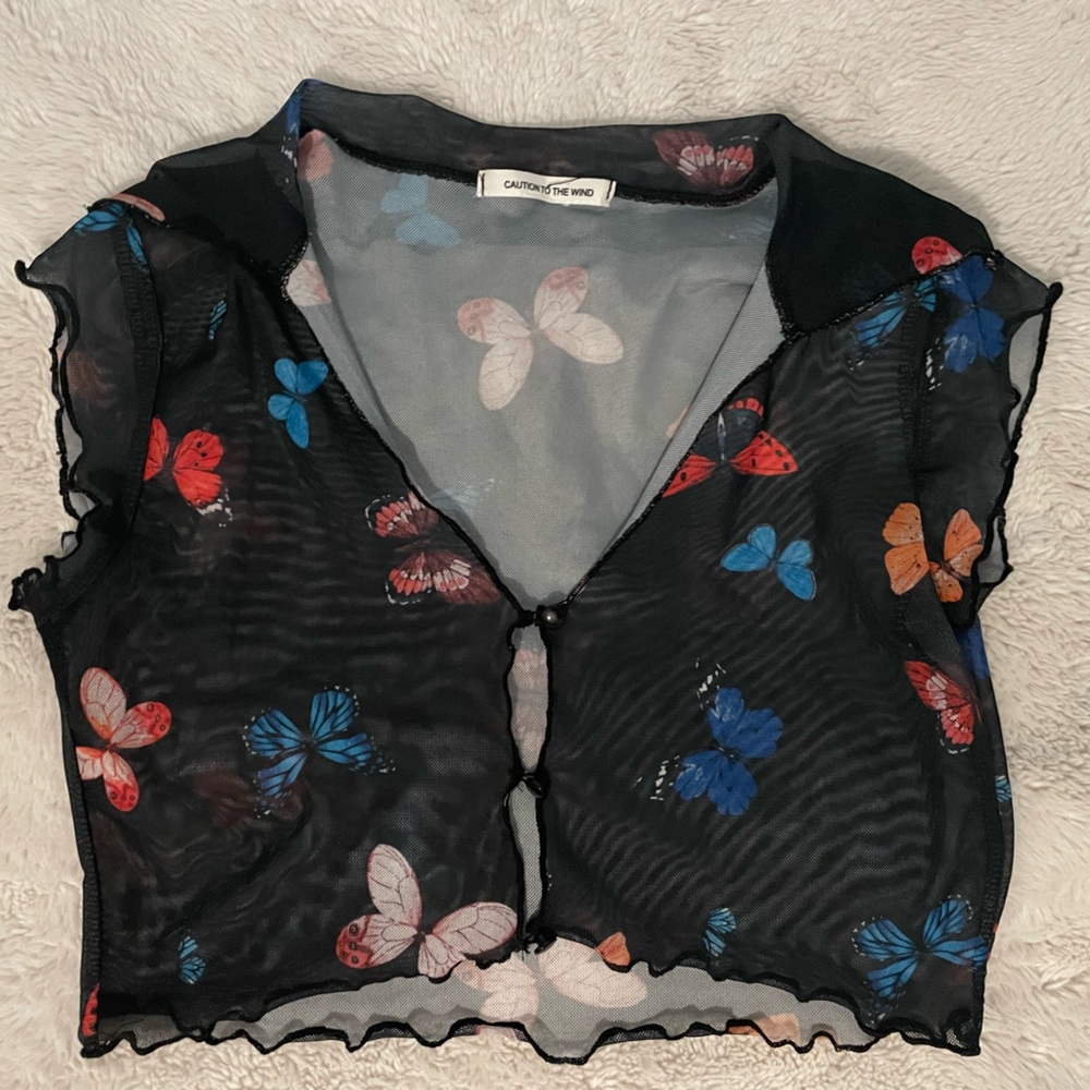 Caution to the Wind Mesh Baby Tee